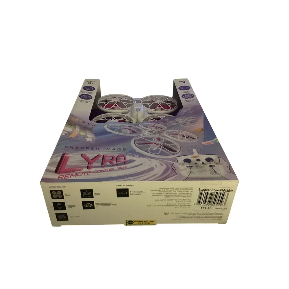 Sharper Image Lyra Remote Control Drone White Pink Quadcopter Ages 8+ 1018501